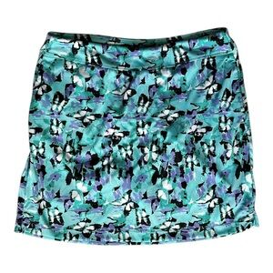 GREG NORMAN Skort sz M  Aqua Purple Black Butterflies Golf Pickleball‎ NWOT